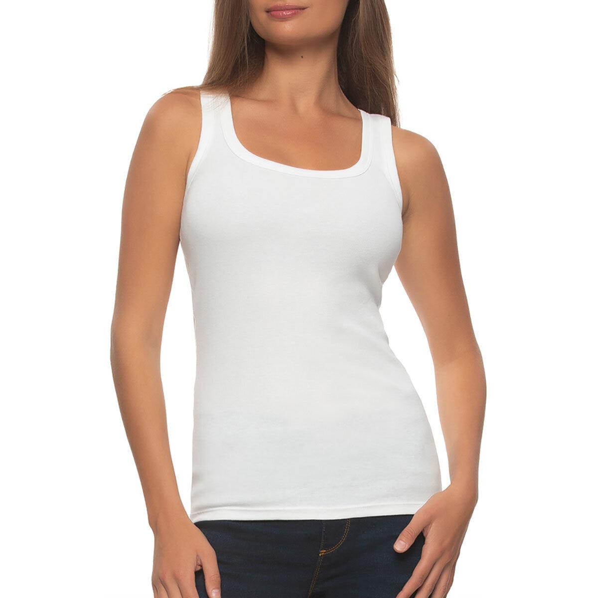 Jezebel Ladies Ribbed Vest 3 Pack in White