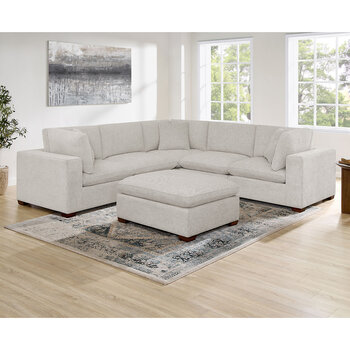 Thomasville Lowell Light Grey Fabric 6 Piece Modular Sofa Thomasville Lowell Light Grey Fabric 6 Piece Modular Sofa