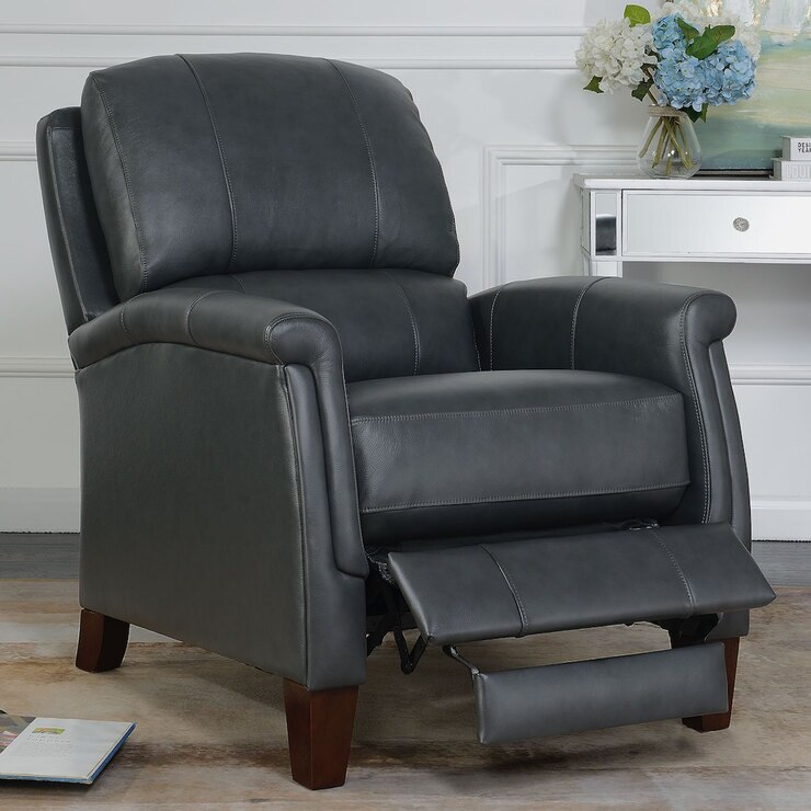 Synergy Grey Leather Pushback Recliner Costco UK   47504611541022 