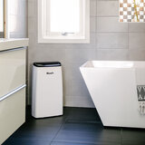 Lifestyle image of Woods Dehumidifier in bathroom
