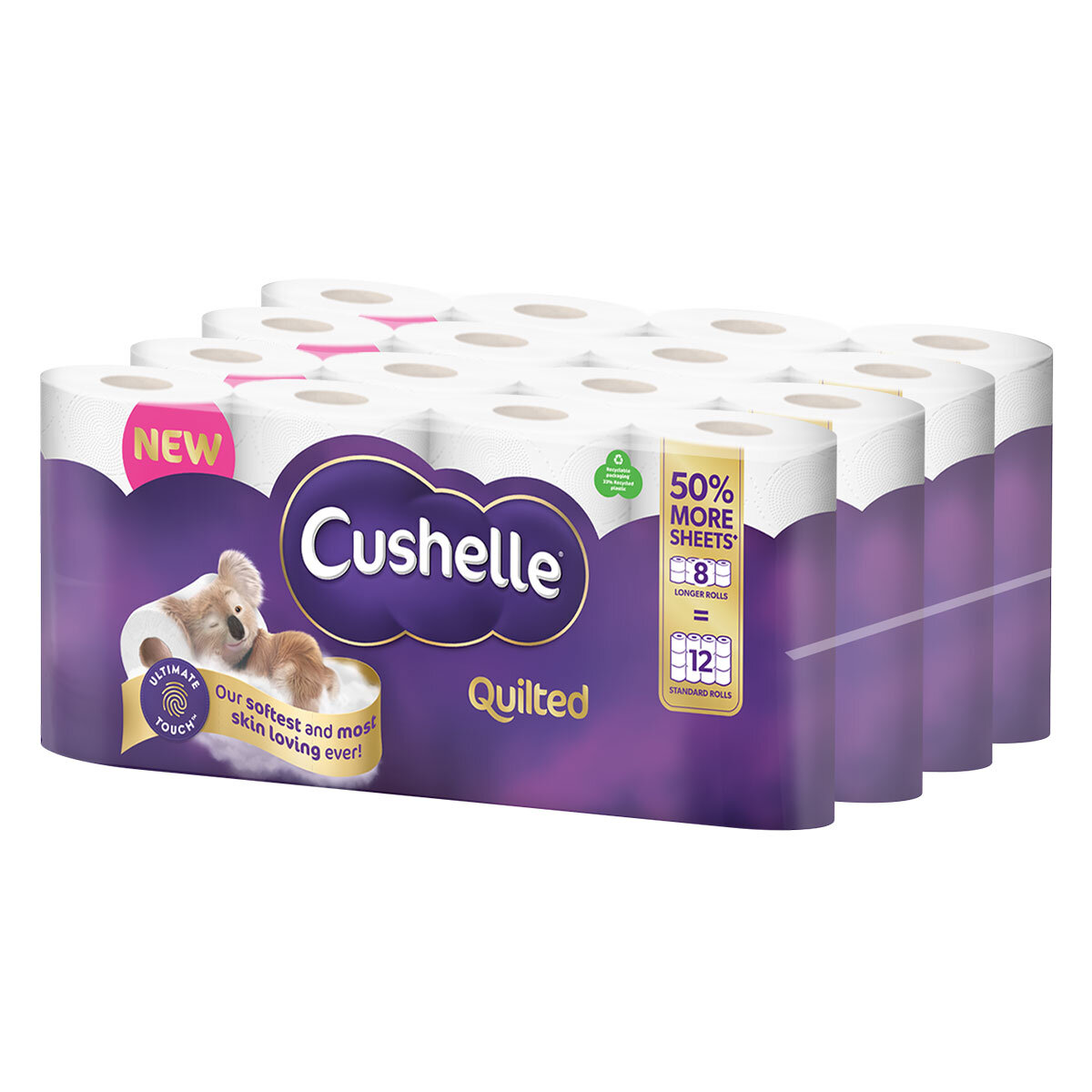 Cushelle Quilted Longer Rolls Toilet Tissue, 32 Rolls Pallet Deal (36 Units)