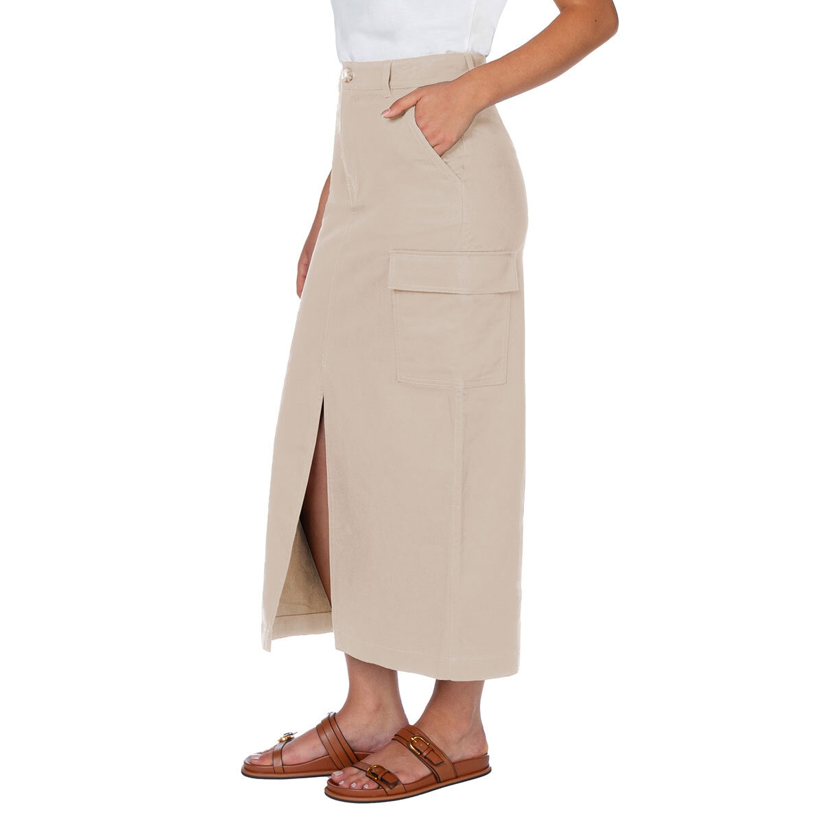 Wellworn Ladies Cargo Maxi Skirt in Sand