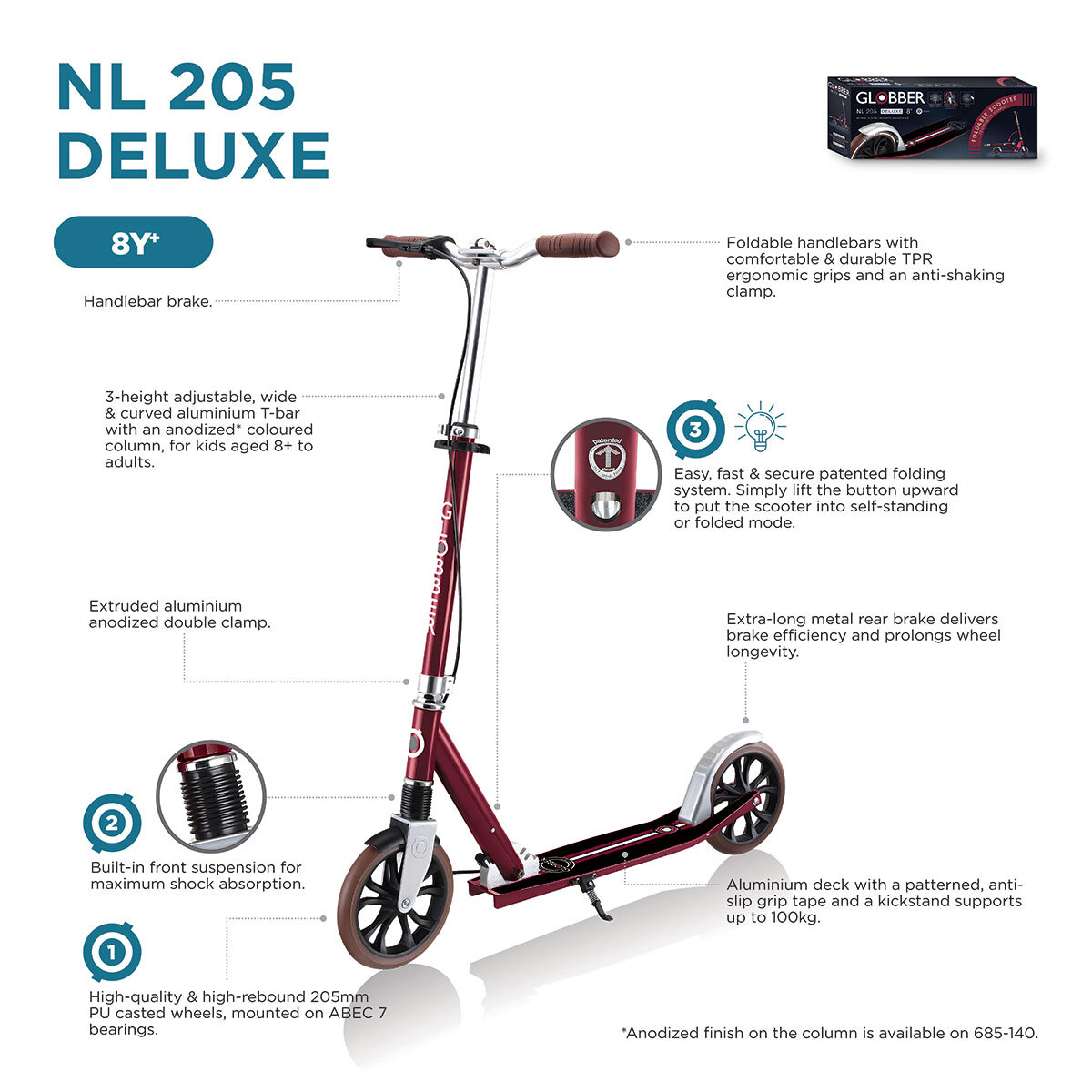 Buy Globber NL 205 Deluxe Vintage Silver Information Image at Costco.co.uk