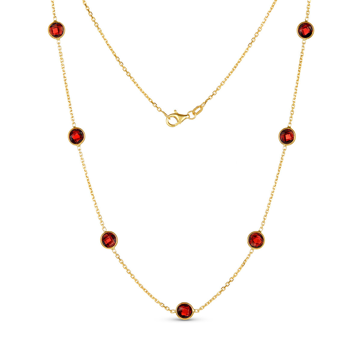 Garnet Necklace, 14k Yellow Gold