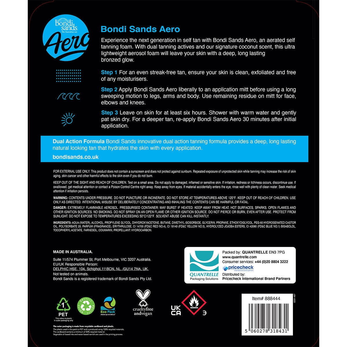 Bondi Sands Aero Aerated Self Tanning Foam in Dark, 2 x 225ml