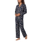 DKNY Notch Collar Pyjama Set in Navy Chain