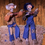 Halloween 3ft (1m) Pair of Animated Fiddler Skeletons with Lights & Sounds