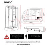 Insignia Diamond 1100mm Offset Quadrant Right Hand Steam Shower with Black Frame