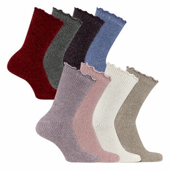 K Bell Ladies Chenille Socks, 4 Pack K Bell Ladies Chenille Socks, 4 Pack