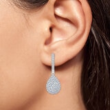 1.70ctw Round Brilliant Cut Diamond Cluster Earrings, 14ct White Gold