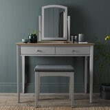 Bentley Designs Whitby Scandi Oak & Grey Dressing Table & Stool