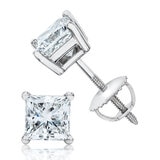 0.50ctw Princess Cut Stud Earrings, 18ct White Gold