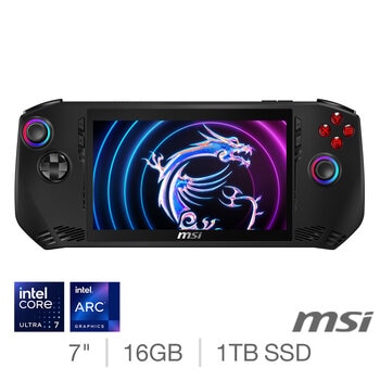 MSI Claw A1M-016UK, Intel Core Ultra 7, 16GB RAM, 1TB SSD, 7 Inch Handheld Gaming Console, 9S7-1T4111-016