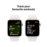 Apple Watch SE GPS, 44mm Starlight Aluminium Case with Starlight Sport Band M/L, MXEV3QA/A