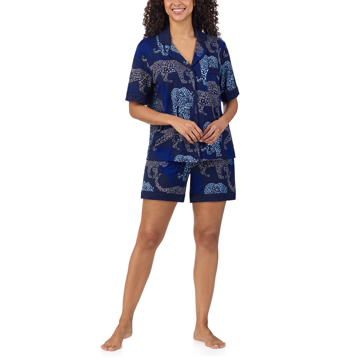 DKNY Ladies Notch Collar 3 Piece PJ Set in Animal Print DKNY Ladies Notch Collar 3 Piece PJ Set in Animal Print