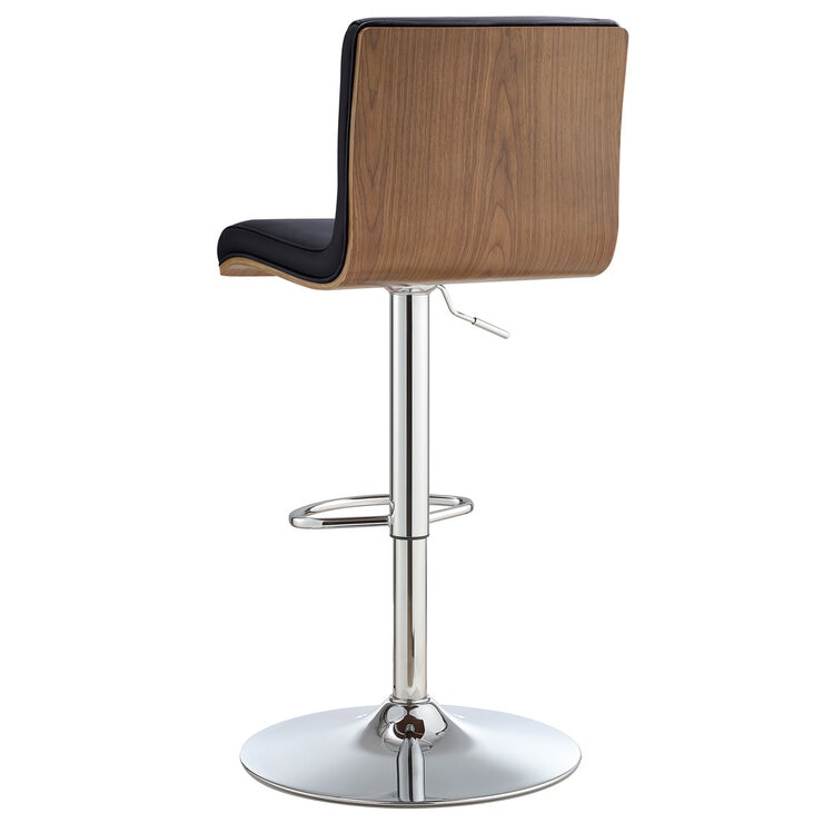 Bayside Furnishings Black Bonded Leather Gas Lift Bar Stool with Wooden ...