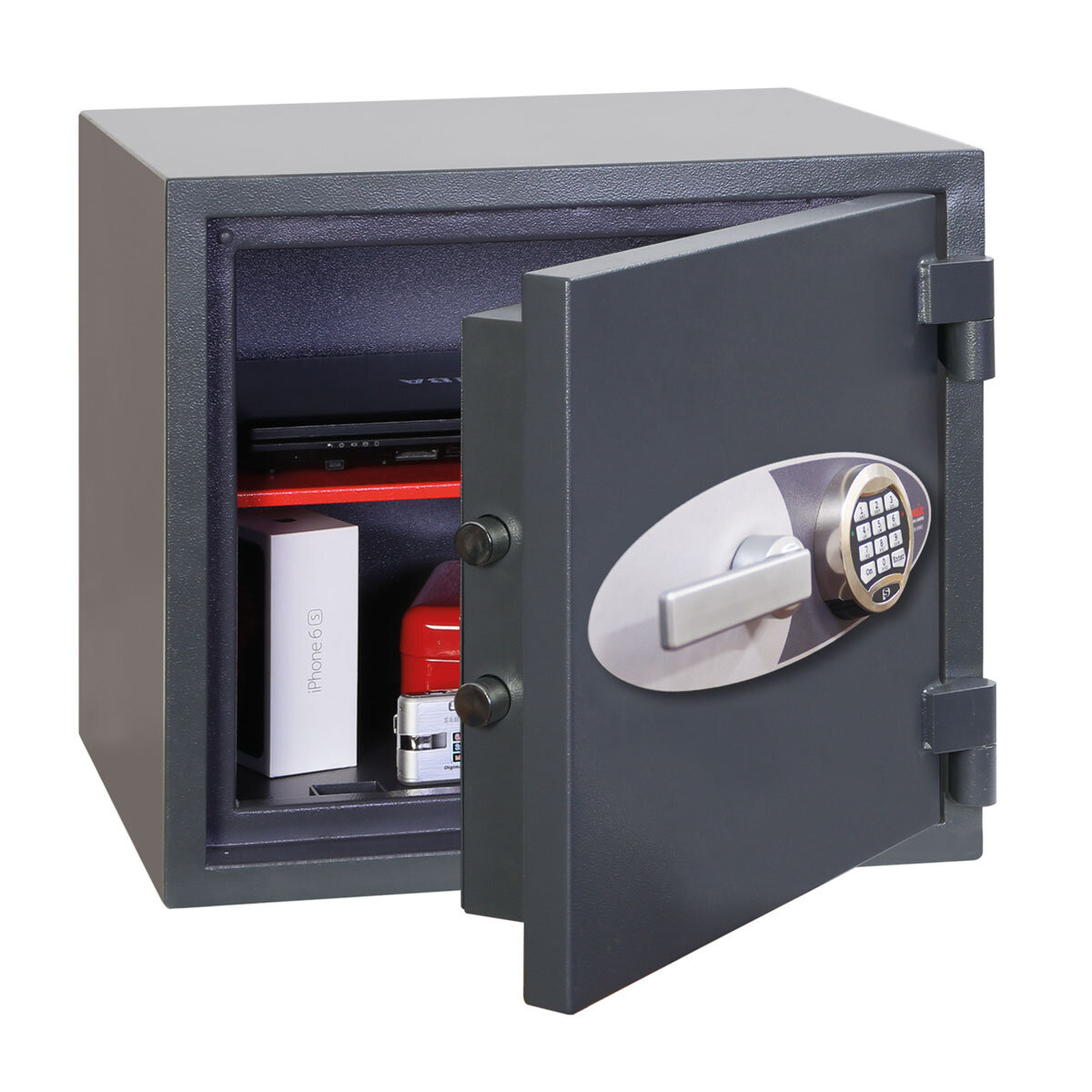 Cut out image of safe with door partially open