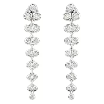 0.71ctw Round Brilliant Cut Diamond Dangle Earrings, 14ct White Gold