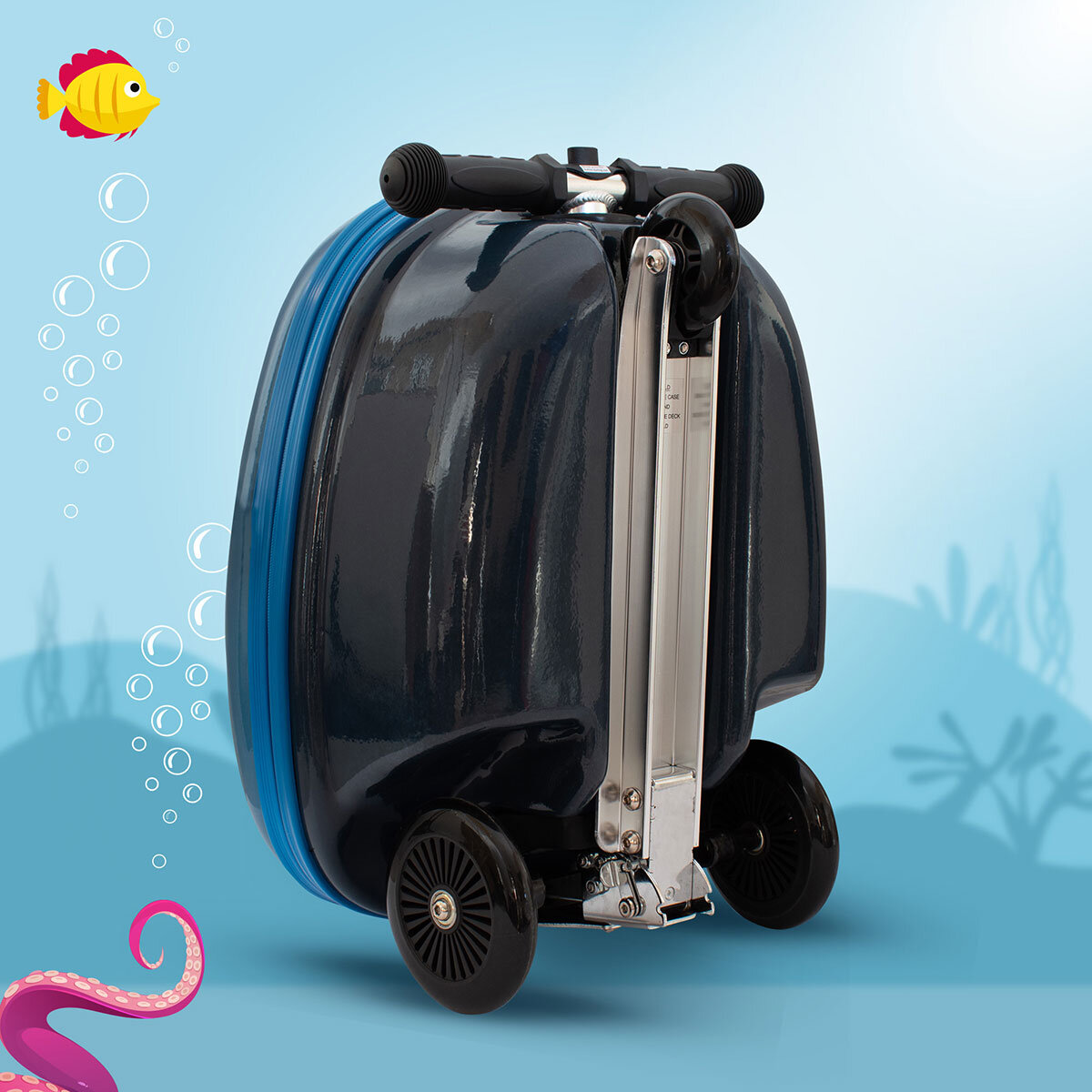 Zinc Flyte Midi 18" Scooter Suitcase, Stormy the Shark