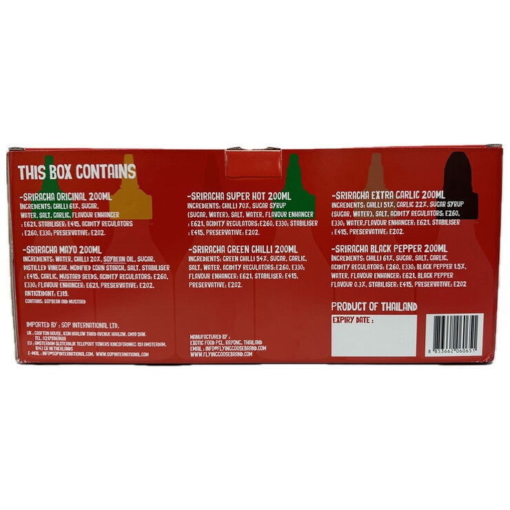 Flying Goose Sriracha Chilli Sauce Selection Pack, 6 x 200ml Flying Goose Sriracha Chilli Sauce Selection Pack, 6 x 200ml