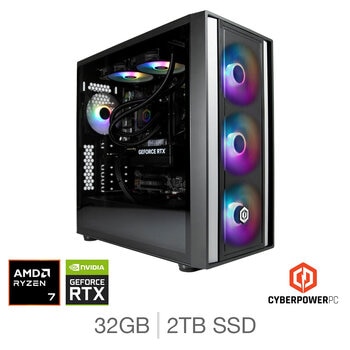 CyberPower, AMD Ryzen 7, 32GB RAM, 2TB SSD, NVIDIA GeForce RTX 5070 Ti, Gaming Desktop PC