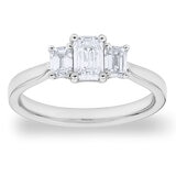 1.00ctw Emerald Cut Diamond 3 Stone Ring, 18ct White Gold