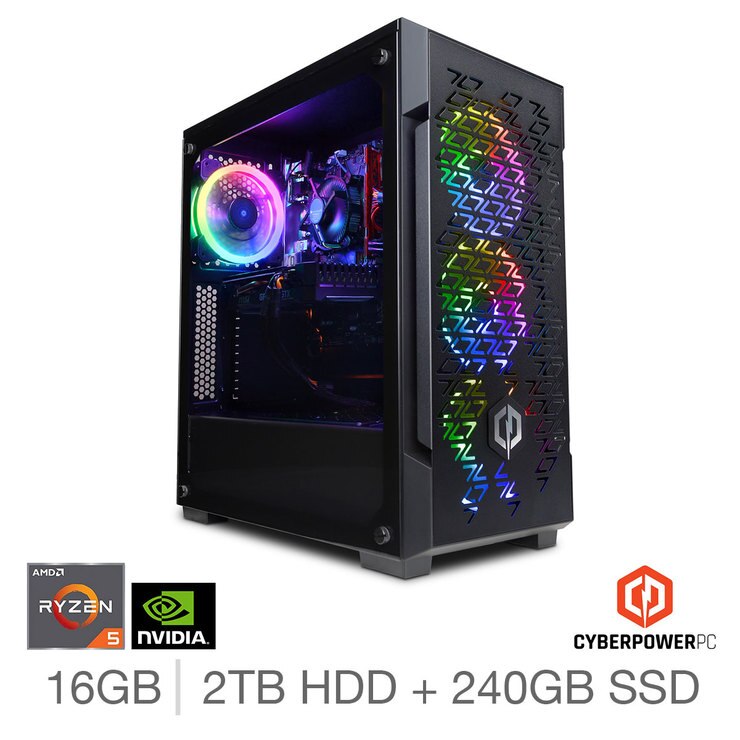 Cyberpower AMD Ryzen 5, 16GB RAM, 240GB SSD + 2TB HDD, NVIDIA GeForce ...