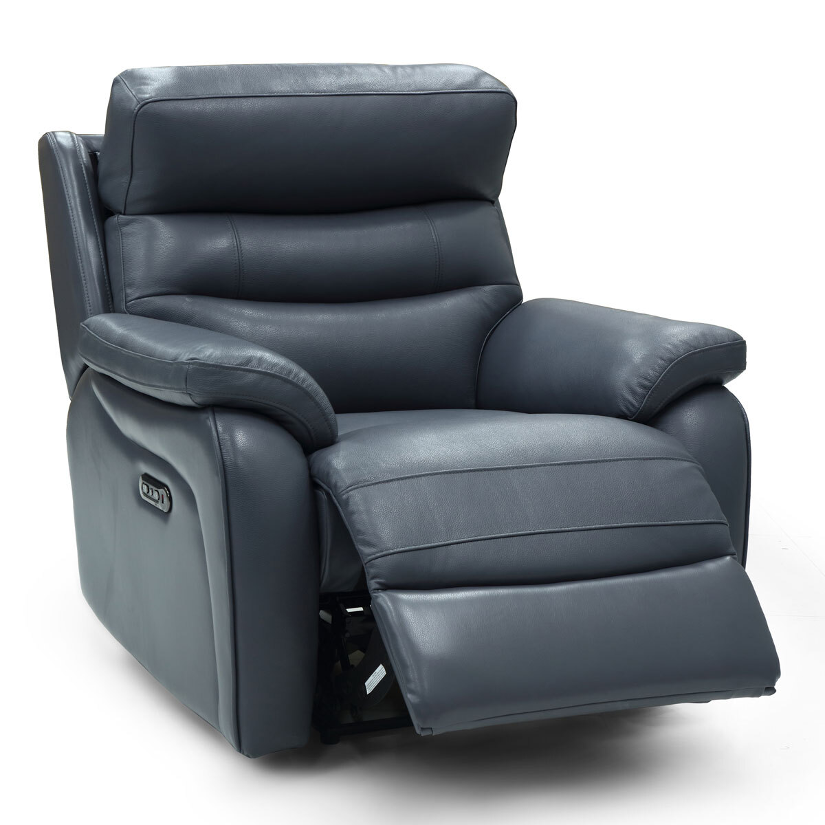 Fletcher Blue Leather Power Recliner Armchair with Power Headrest ...