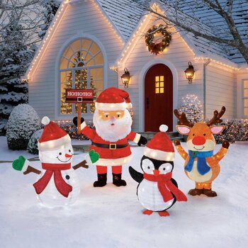 3.9ft (1.1m) Santa and Friends with 370 Random Twinkling LED Lights