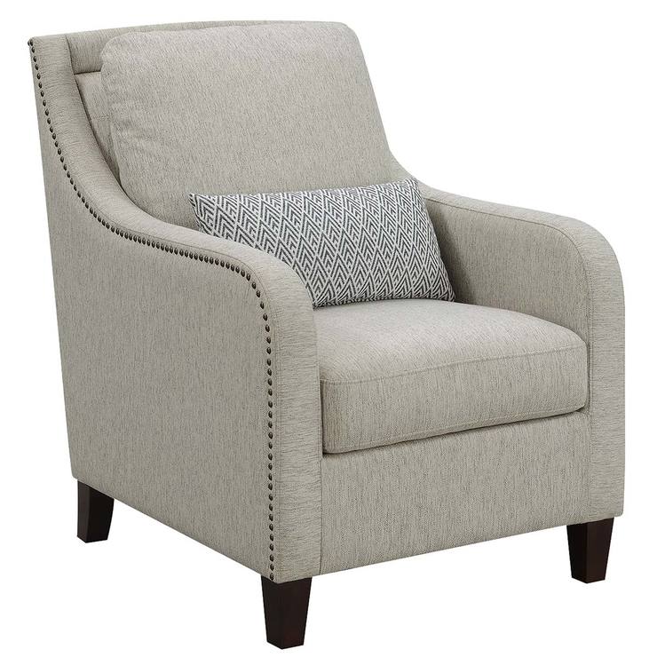 True Innovations Sydney Grey Fabric Accent Chair with Accent Pillow ...