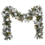 9ft (274.3 cm) Pre-Lit Garland With Plug In Lights in Silver