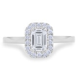 0.76ctw Emerald & Round Brilliant Cut Diamond Ring , Platinum