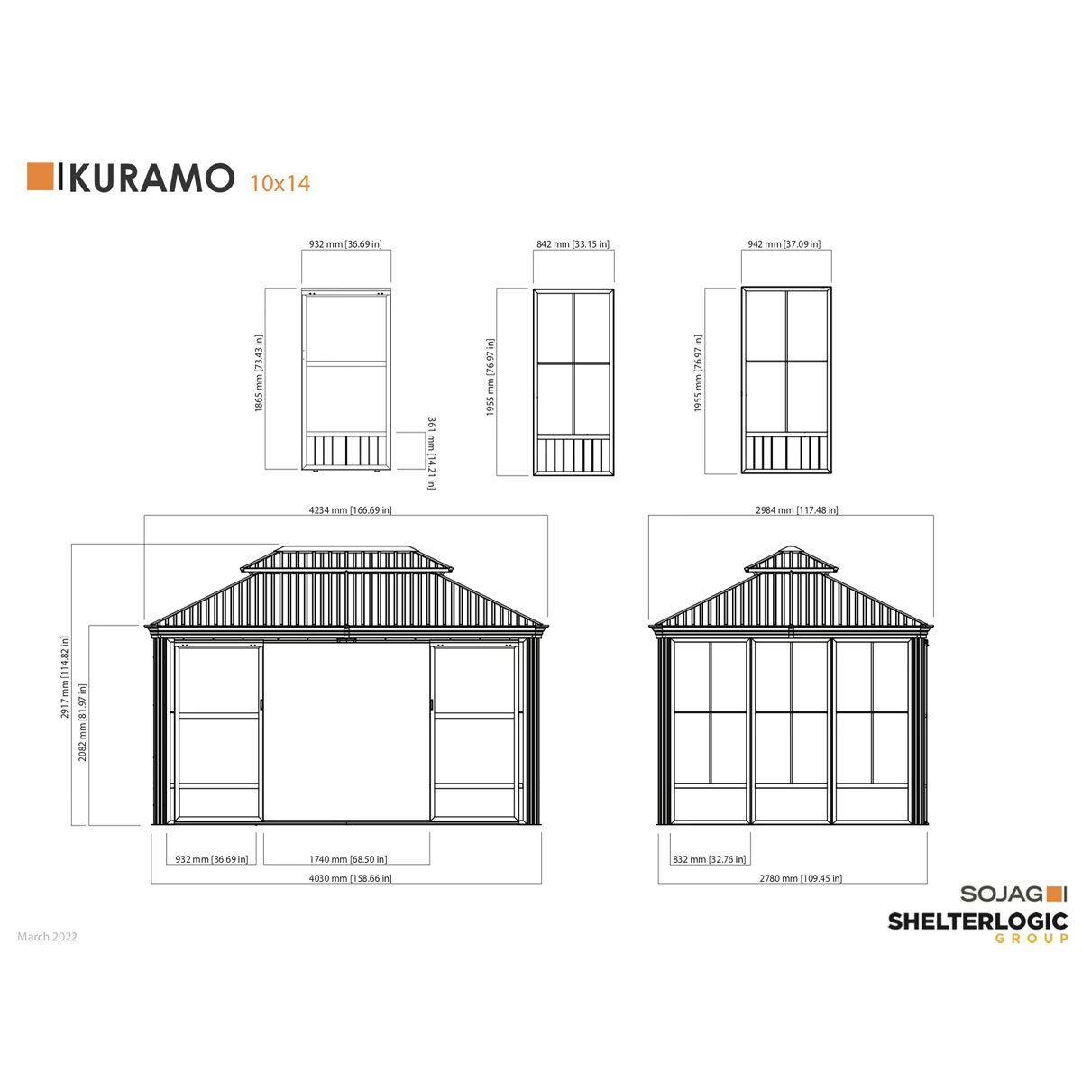 Sojag Kuramo 10ft x 14ft (3 x 4.2m) Aluminium Frame Solarium With Galvanised Steel Roof + Insect Netting