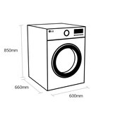 Dimensions for LG FDV709W 9kg Heat pump dryer, A++ Rated in White