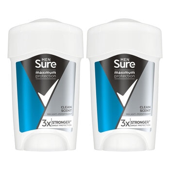 Sure Men Maximum Protection Anti Perspirant Cream Deodorant, 2 x 45ml