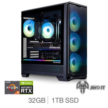 AWD-IT Phantom 5, AMD Ryzen 5, 32GB RAM, 1TB SSD, NVIDIA GeForce RTX 5080, Gaming Desktop PC