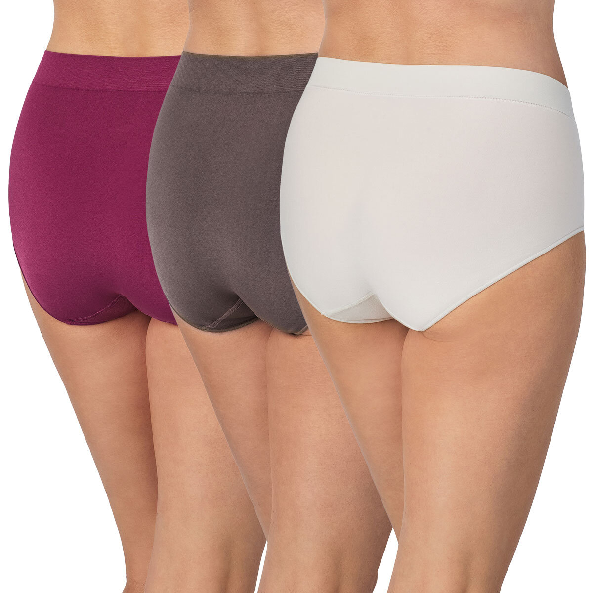 Carole Hochman Seamless Brief 5 Pack in White, Grey & Pink