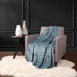 Life Comfort Printed Plush Throw in Teal, 152 x 177 cm