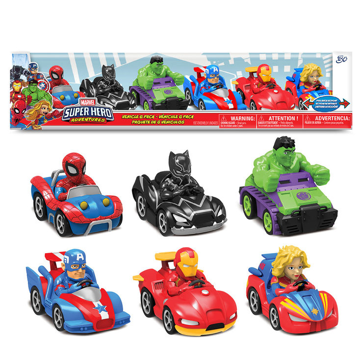Marvel Super Hero Adventures Pull Back Action Vehicle 6 Pack 3 Years Costco Uk