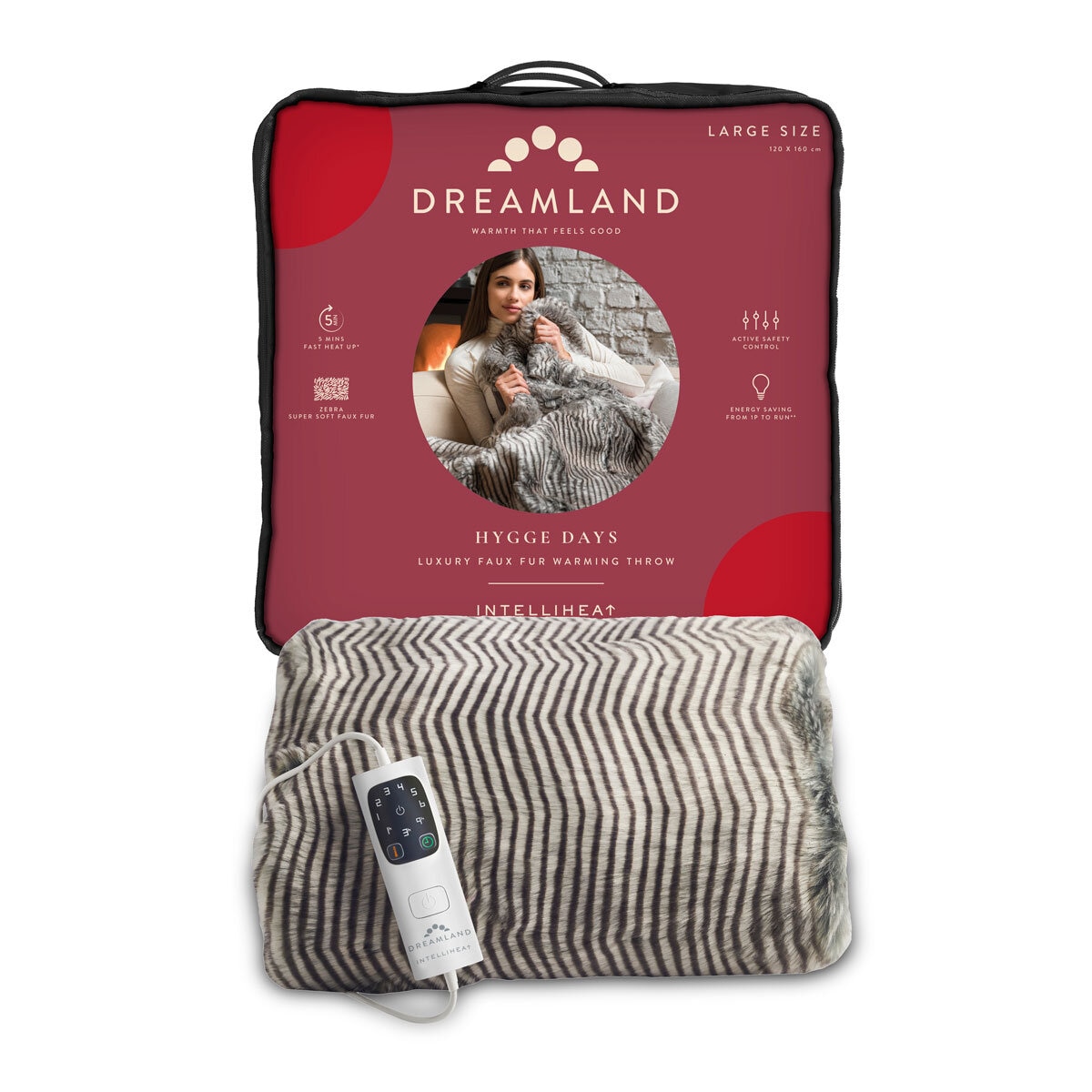 Dreamland Faux Fur Heated Throw in Zebra on Costco.co.uk