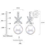 9-10mm Cultured Freshwater White Pearl & 0.45ctw Diamond Earrings, 14ct White Gold