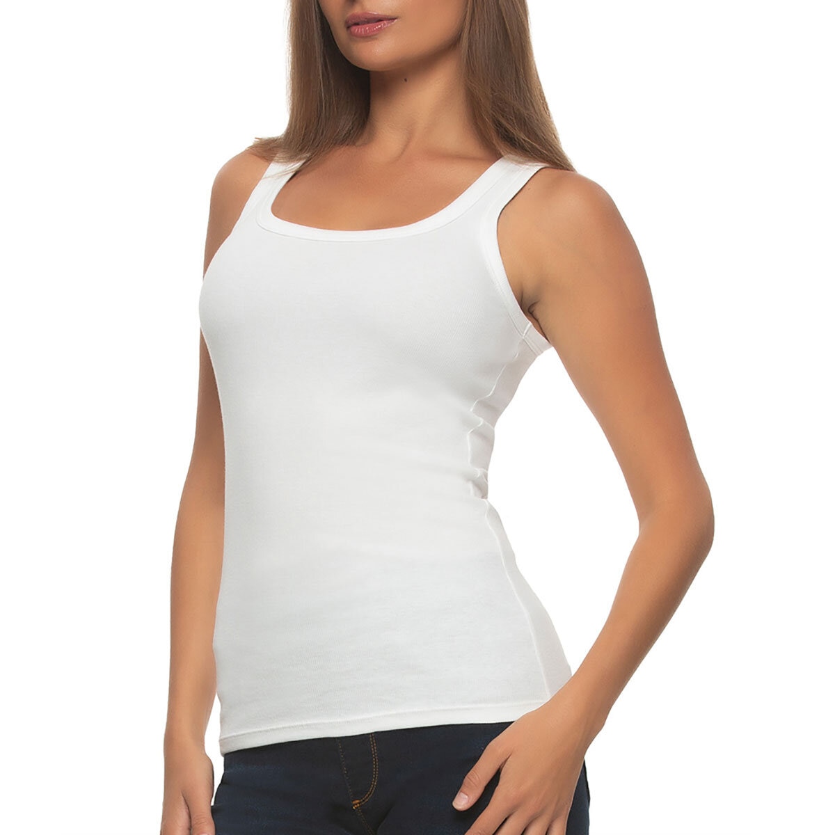 Jezebel Ladies Ribbed Vest 3 Pack in White