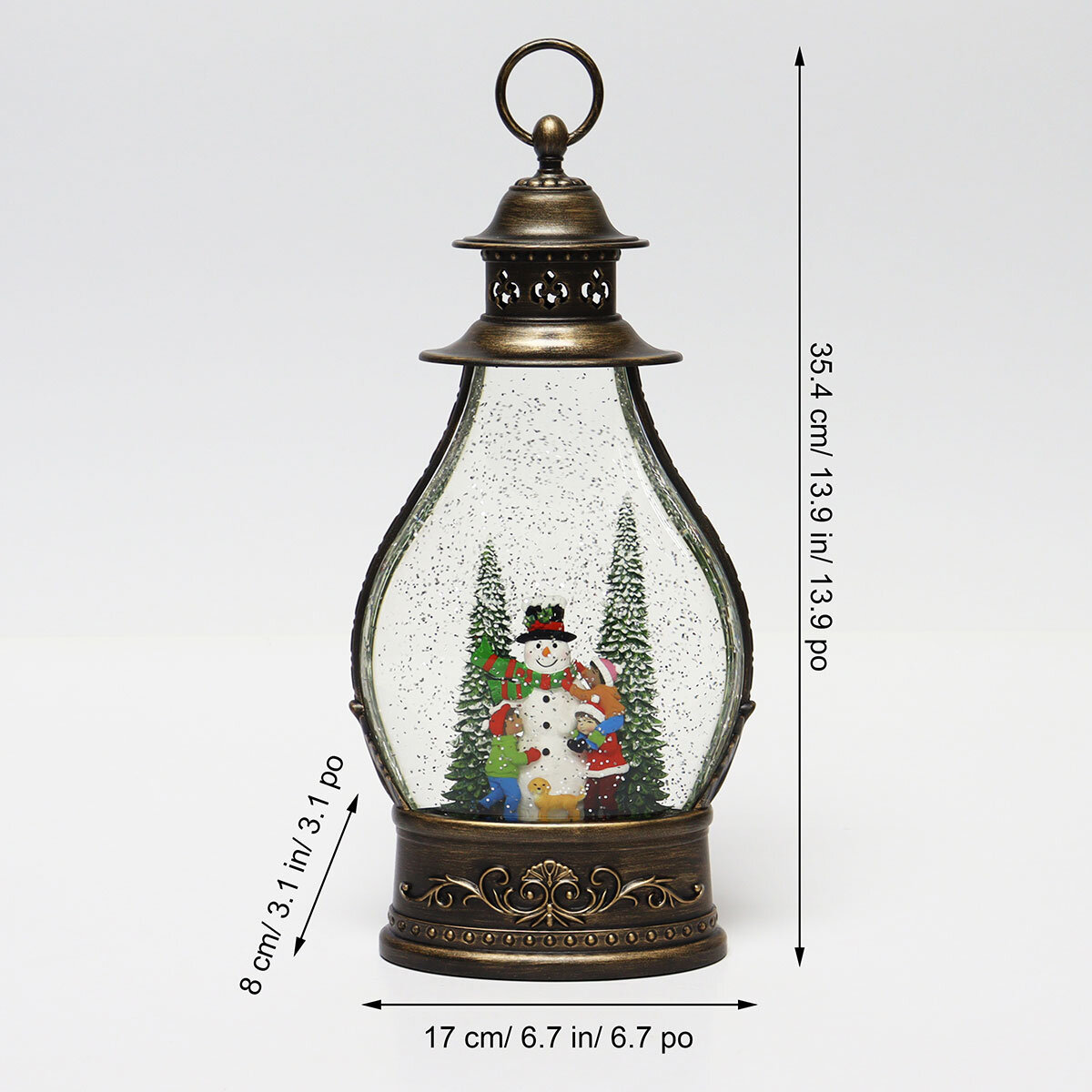 Holiday Scene Lantern In Snowman Scene dimensions