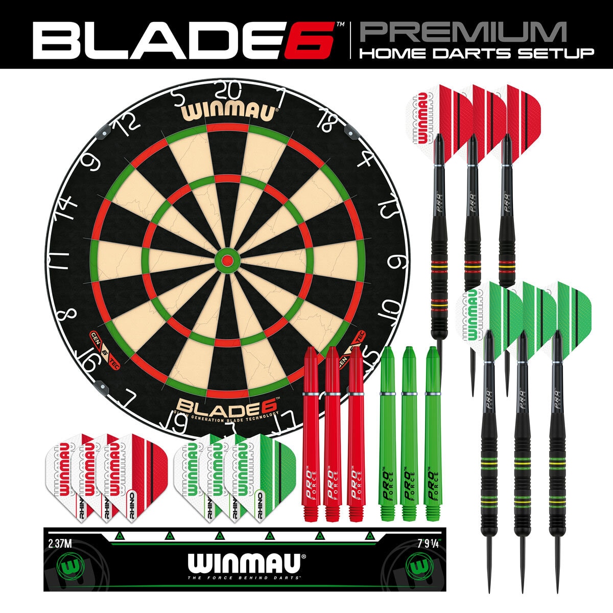 Winmau Blade 6 Dartboard with Darts & Oche Line Winmau Blade 6 Dartboard with Darts & Oche Line