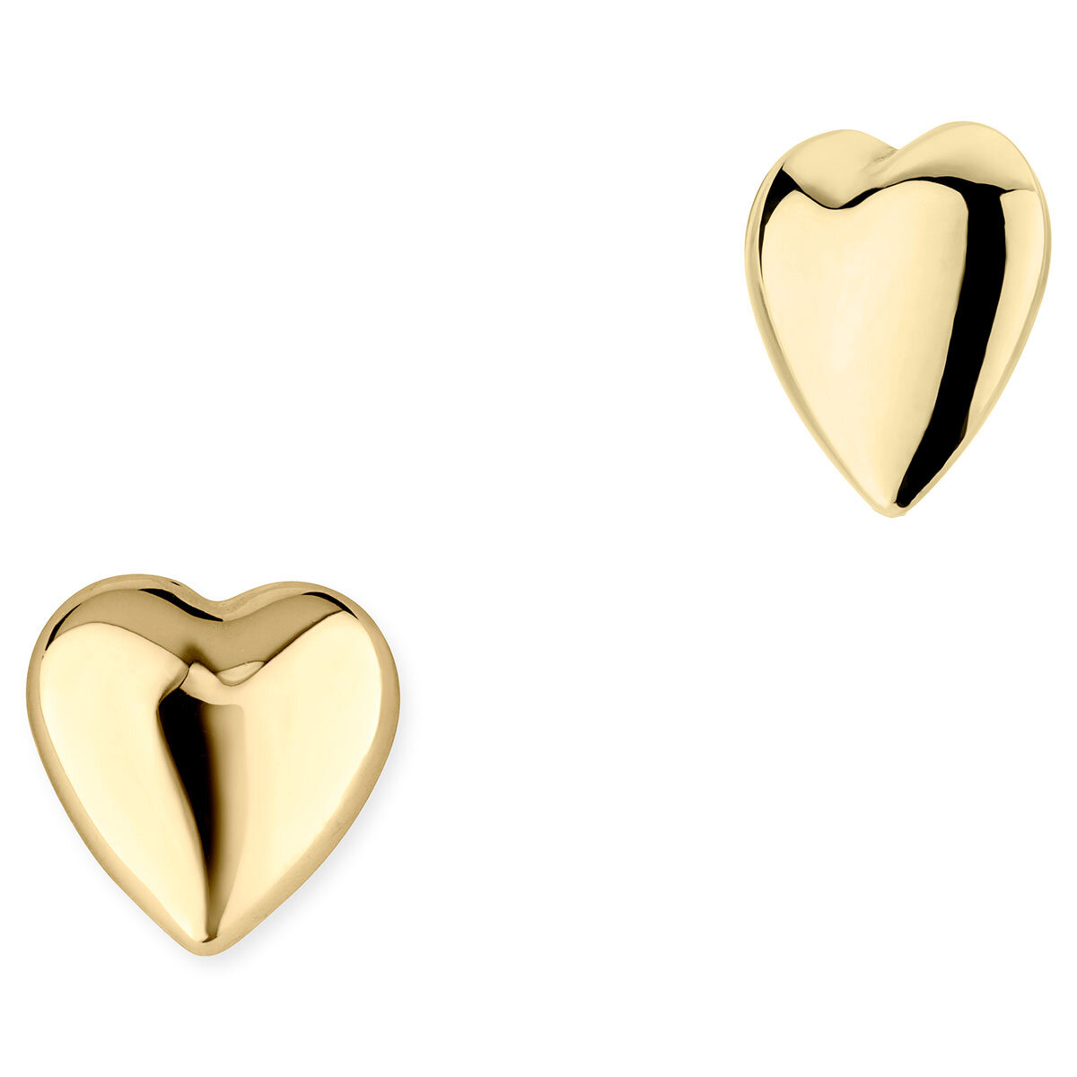 Heart Stud Earrings, 14ct Yellow Gold