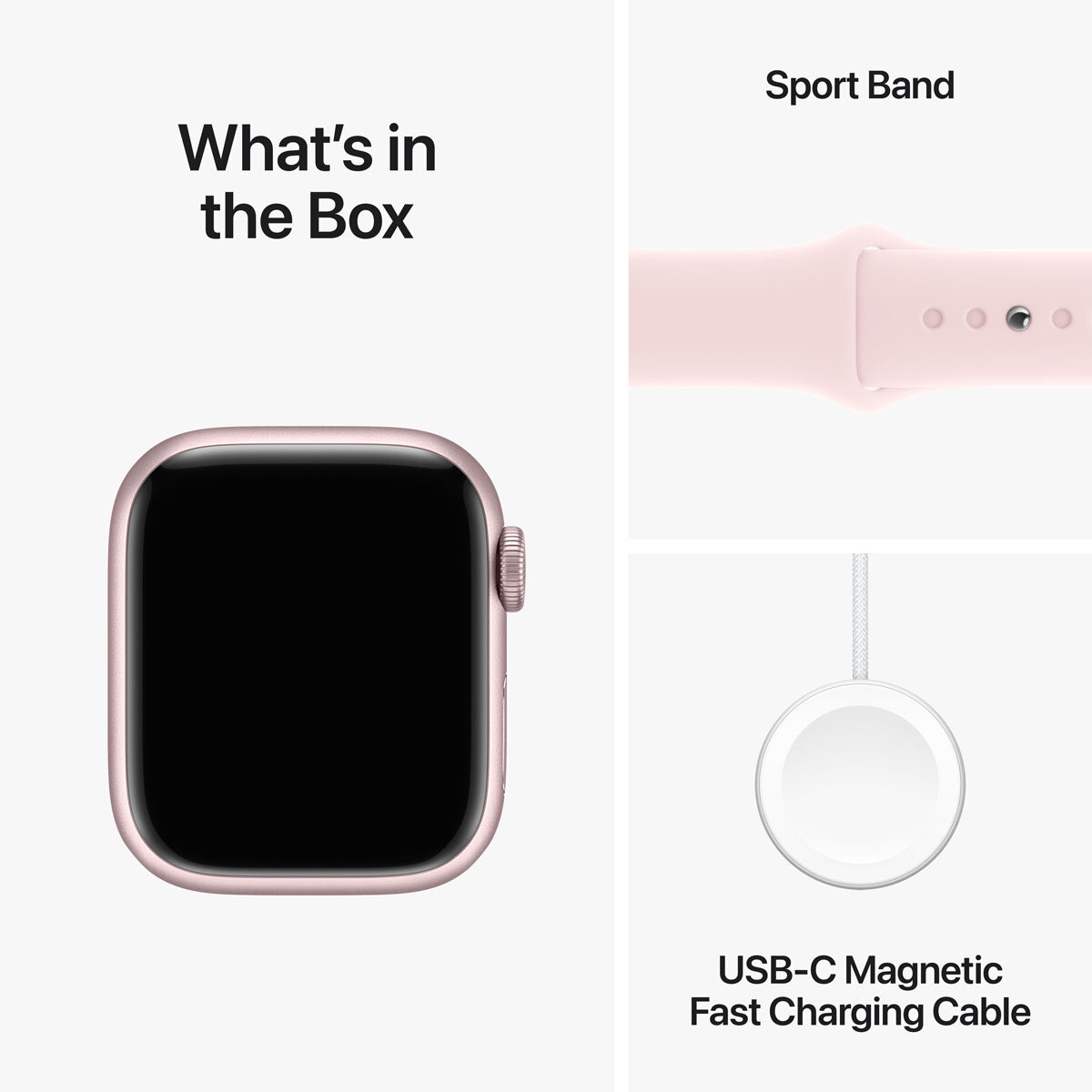 Apple Watch Series 9 Cellular, 41mm Pink Aluminium Case with Light Pink Sport Band S/M, MR943QA/A