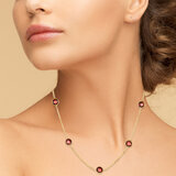 Garnet Necklace, 14k Yellow Gold