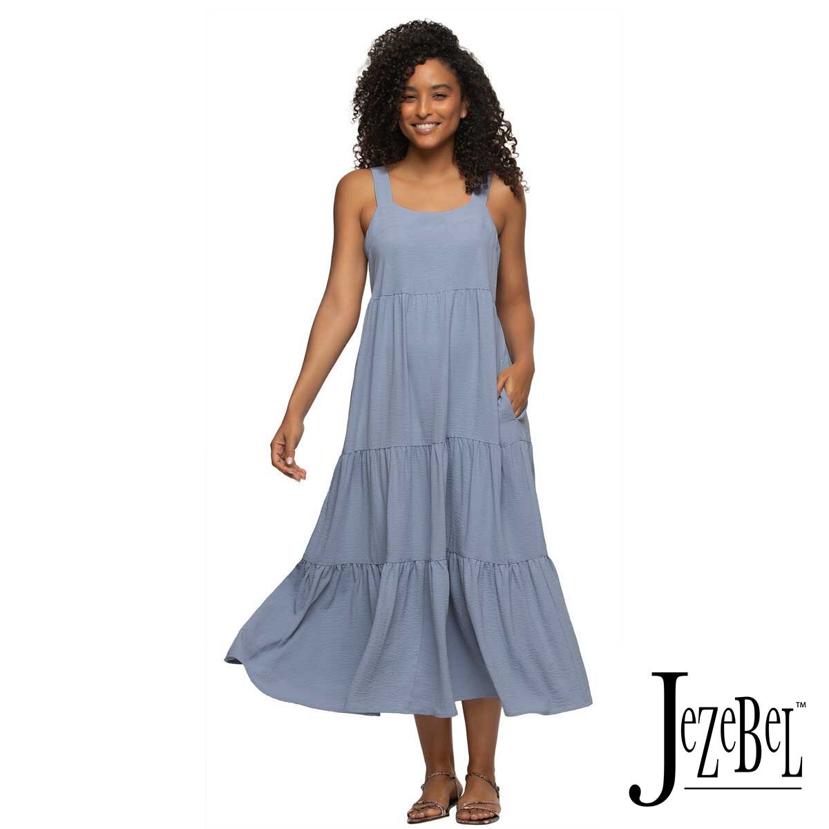 Jezebel Ladies Tiered Dress in Blue