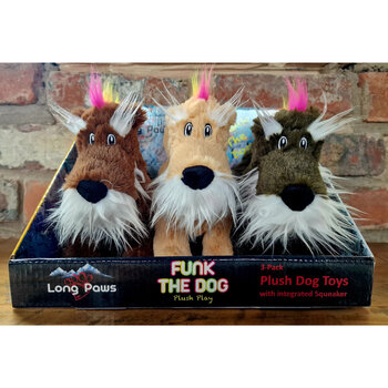 Long Paws Funk the Dog Plush Dog Toys, 3 Pack
