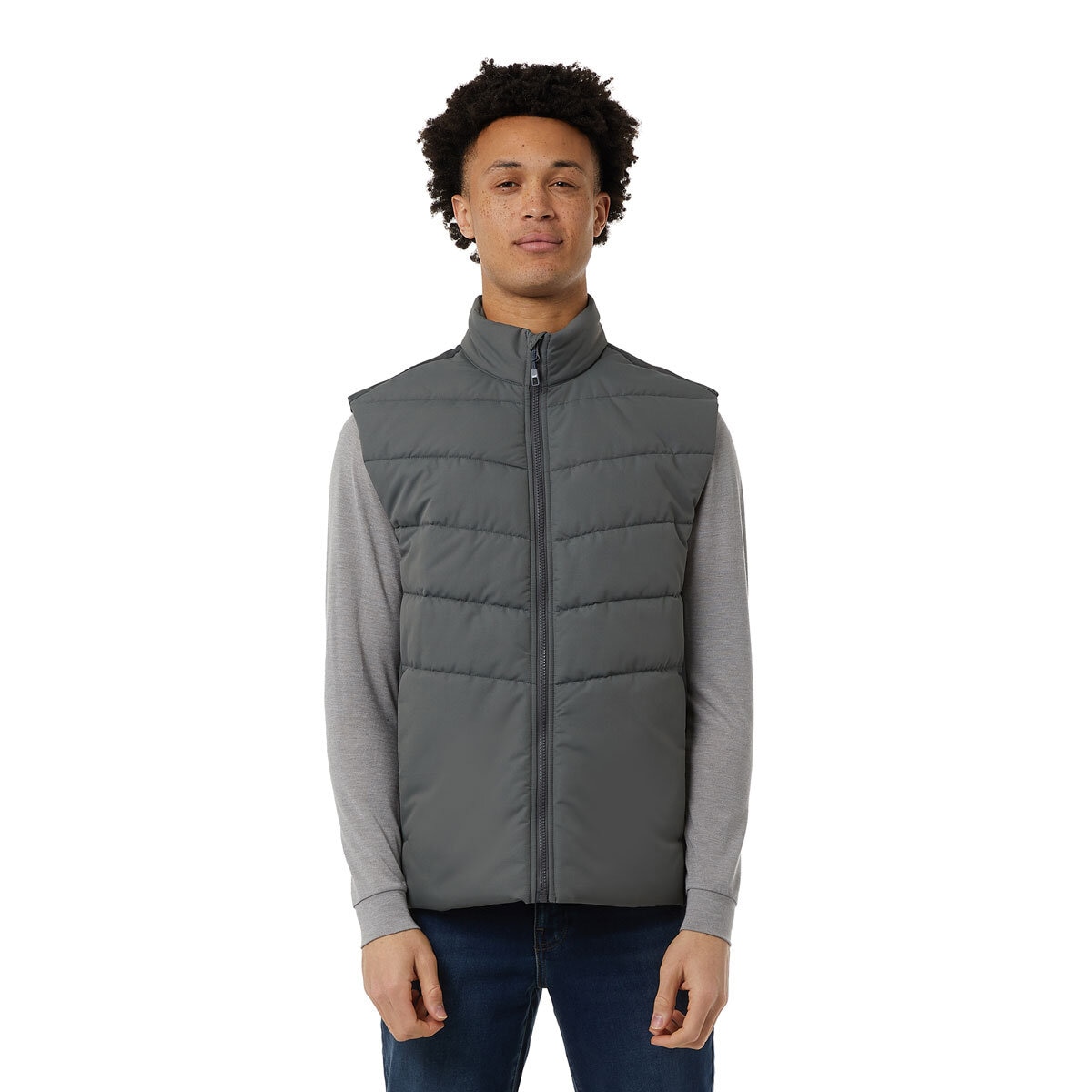 32 Degrees Mens Mixed Media Vest in Grey